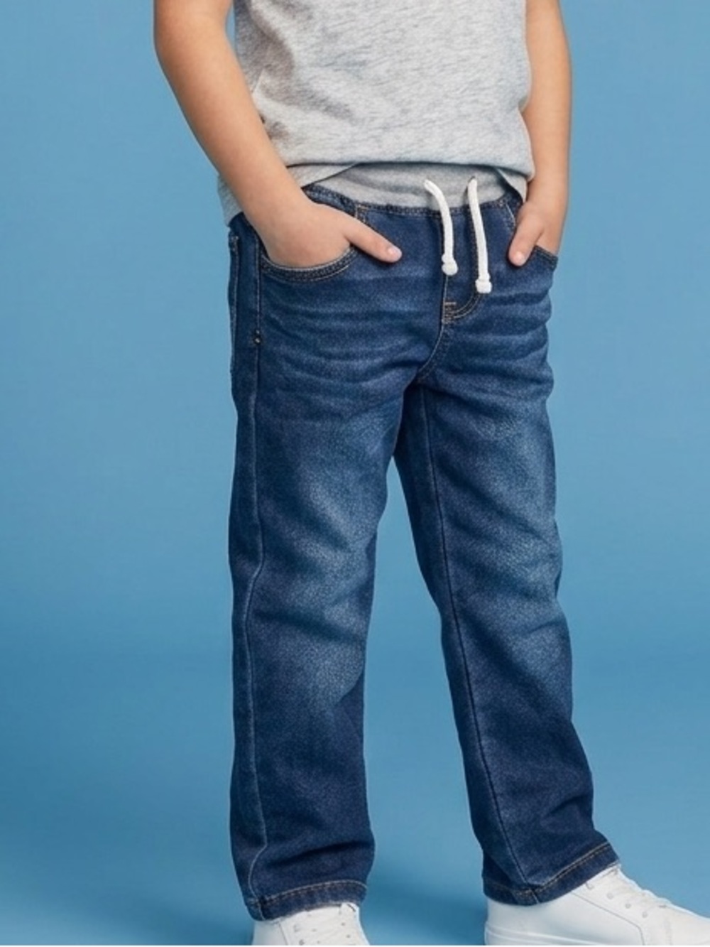 ❄️Cat & Jack Dark Blue Denim Jogger Jeans with Gray Waistband